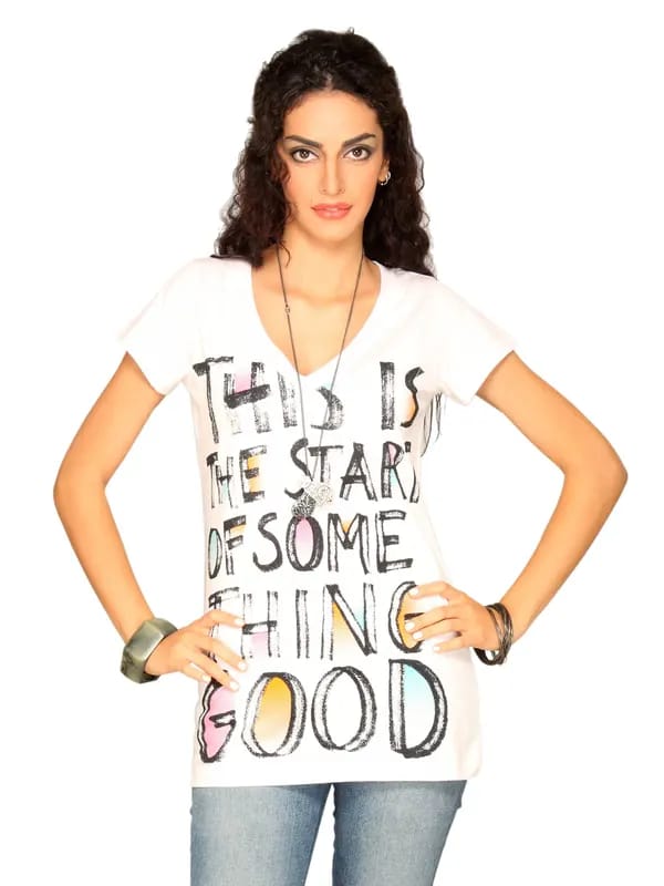 UCB Women's Halftone Print White T-shirt