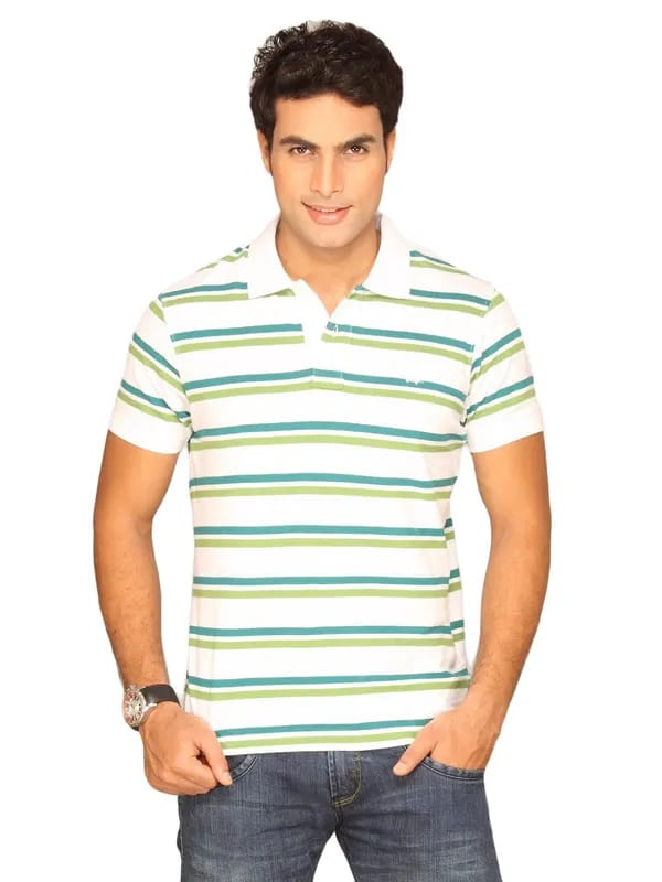 Lee Men's Striper White Green T-shirt