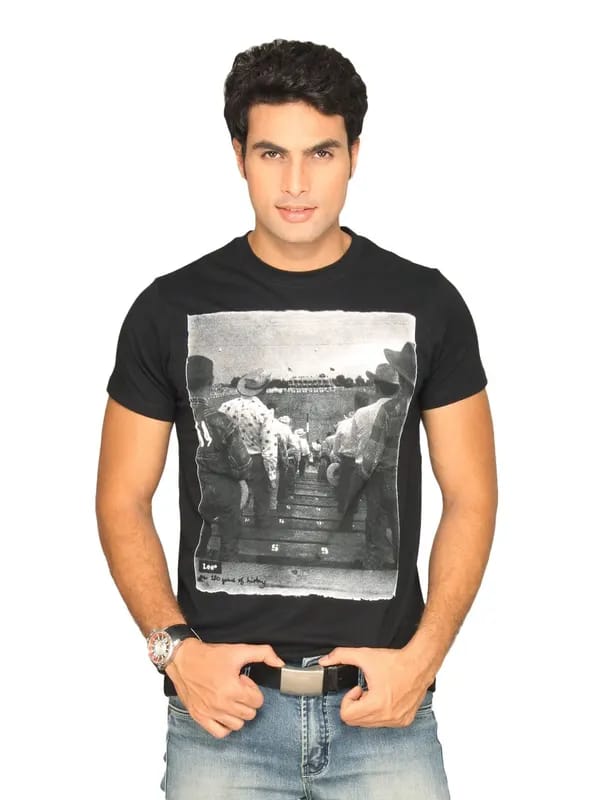 Lee Men's Black Photo Casual T-shirt
