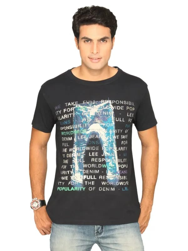 Lee Men's Printed Black T-shirt