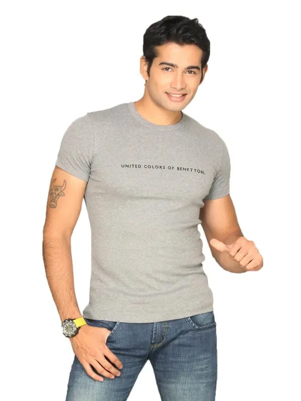 UCB Men's United Colors Flock Grey T-shirt