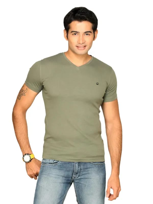 UCB Men's Contrast Logo Olive Green T-shirt