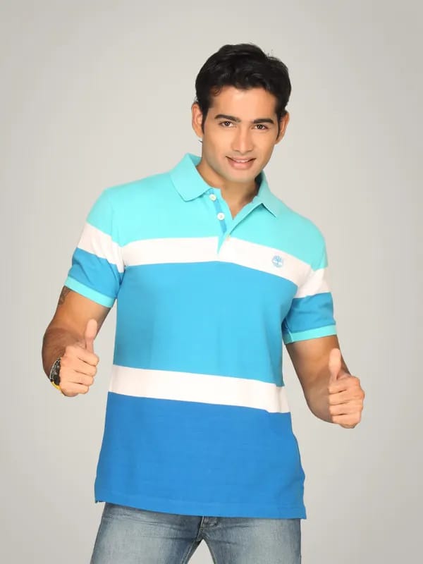 Timberland Men's Asortd Strp Pique Polo Blue T-Shirt