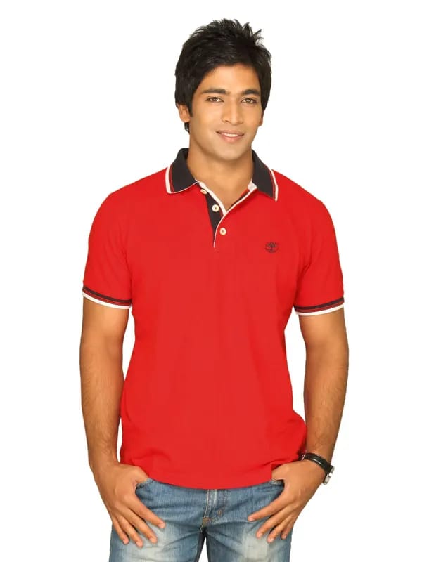 Timberland Men's Tipped Pique Polo Red T-shirt