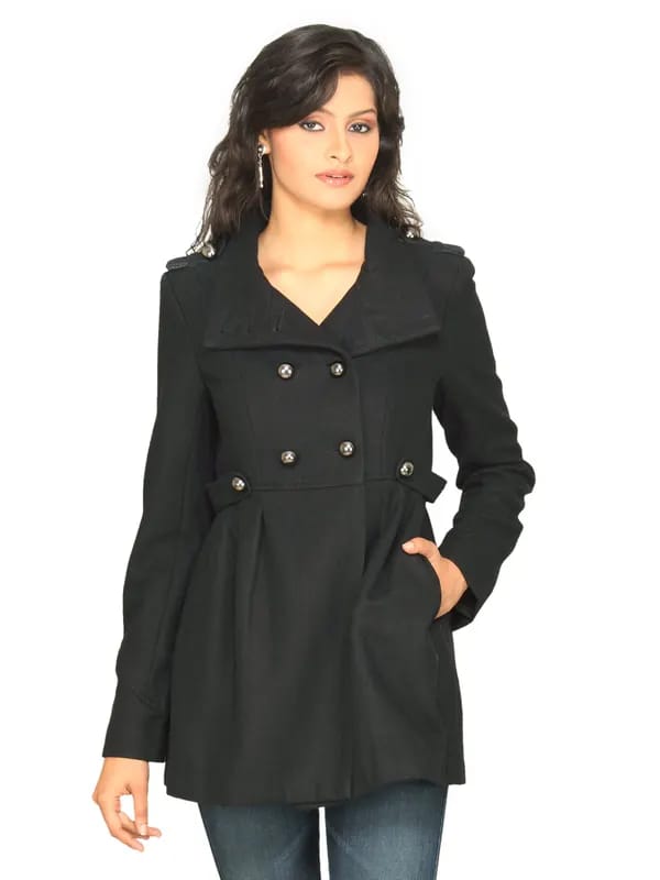 Forever New Women Long Black Jacket