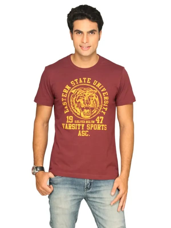 s.Oliver Men's Eastern State University Red T-shirt