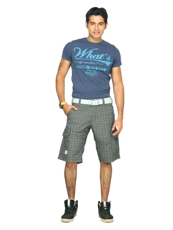 s.Oliver Men Grey Checked Shorts