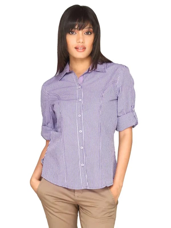 Scullers For Her Women Light Work Blue Check Shirts