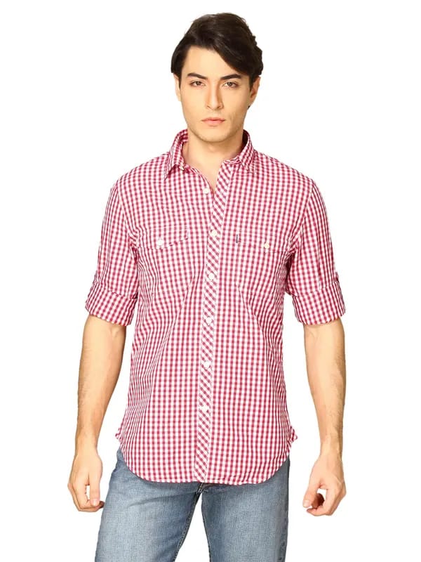 Scullers Men Red Check Shirt