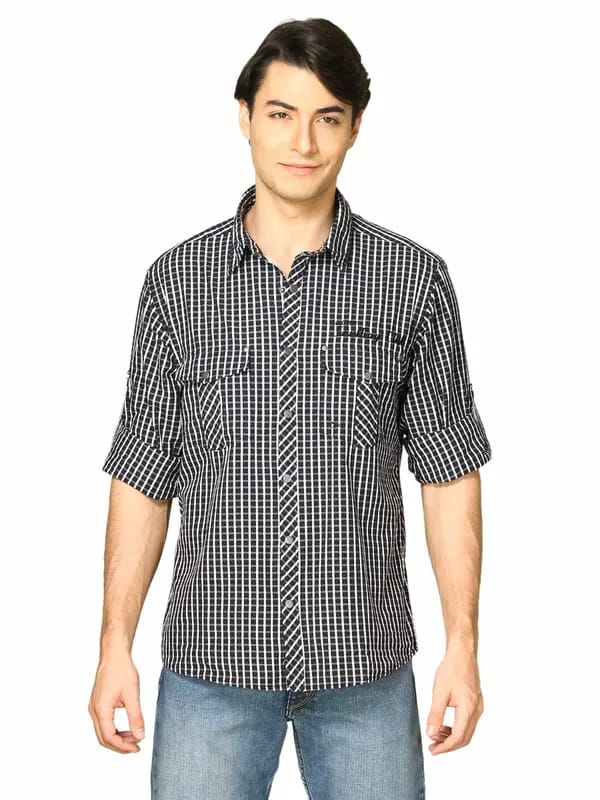 Scullers Men Scul Black White Check Shirt