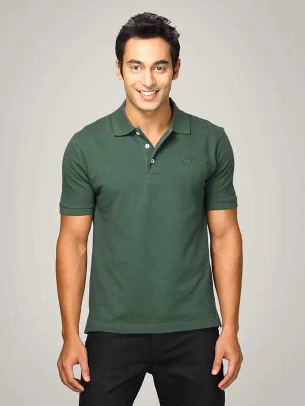 Proline Men Green Polo T-shirt