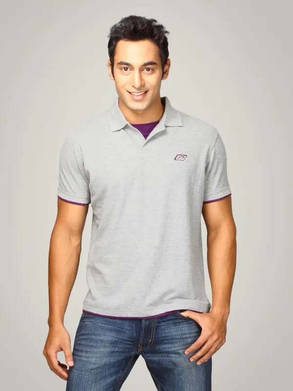 Proline Men Grey Polo T-shirt