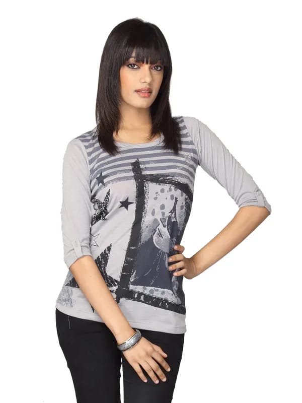 Jealous 21 Women Chic Melange Grey Top