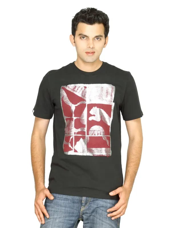 Puma Men's Graphic Optic Black Silver T-shirt