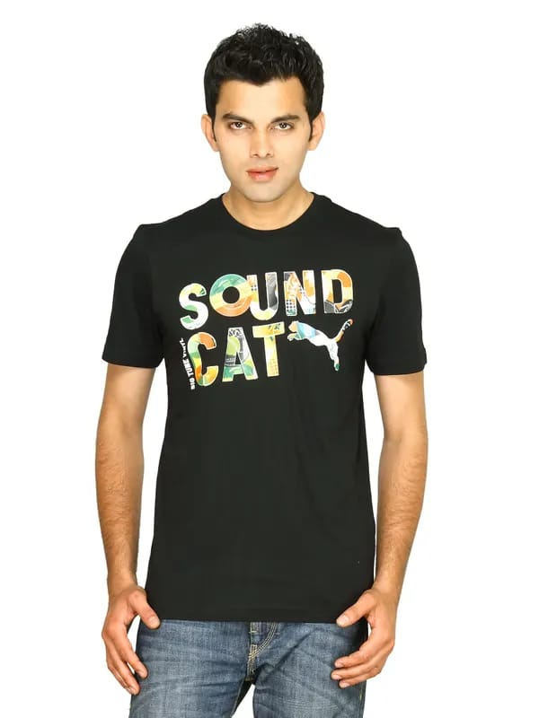 Puma Men's Riddim Black Grey Yellow T-shirt