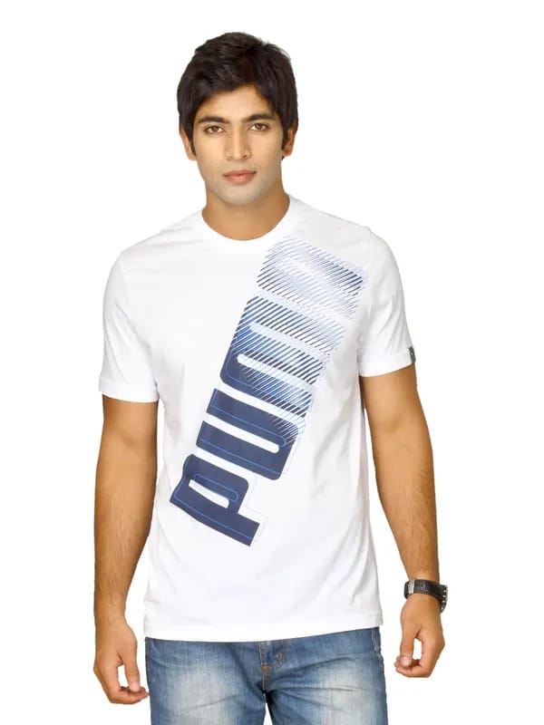 Puma Men's Graphic White Navy T-shirt