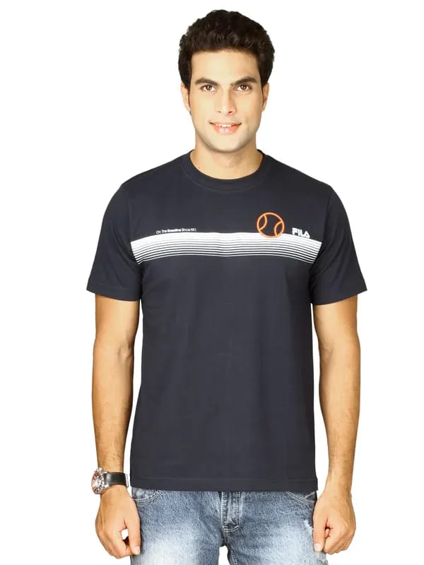 Fila Men's Round Neck Navy Blue T-shirt