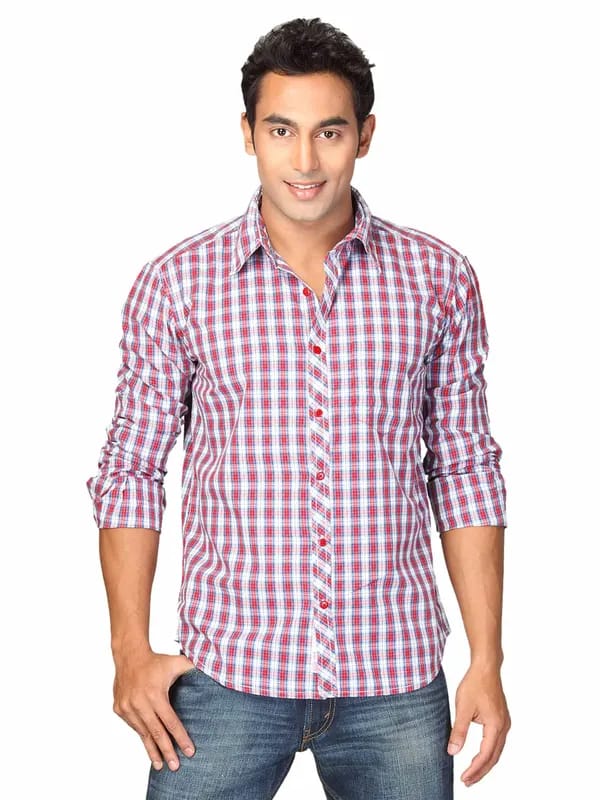 Highlander Men Red Checked Halden Slim Fit Shirt