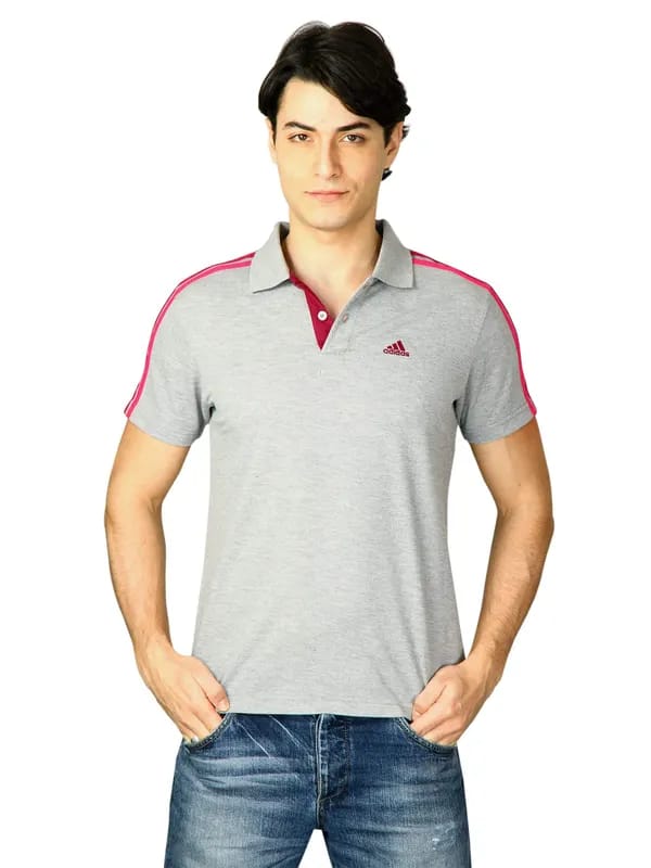 ADIDAS Men Grey Cr_Aess 3s Polo T-Shirts