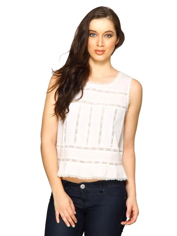 Forever New Women White Lace Top