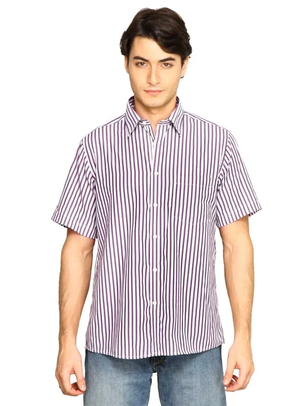 Indigo Nation Men Stripes Shirt Purple Shirts