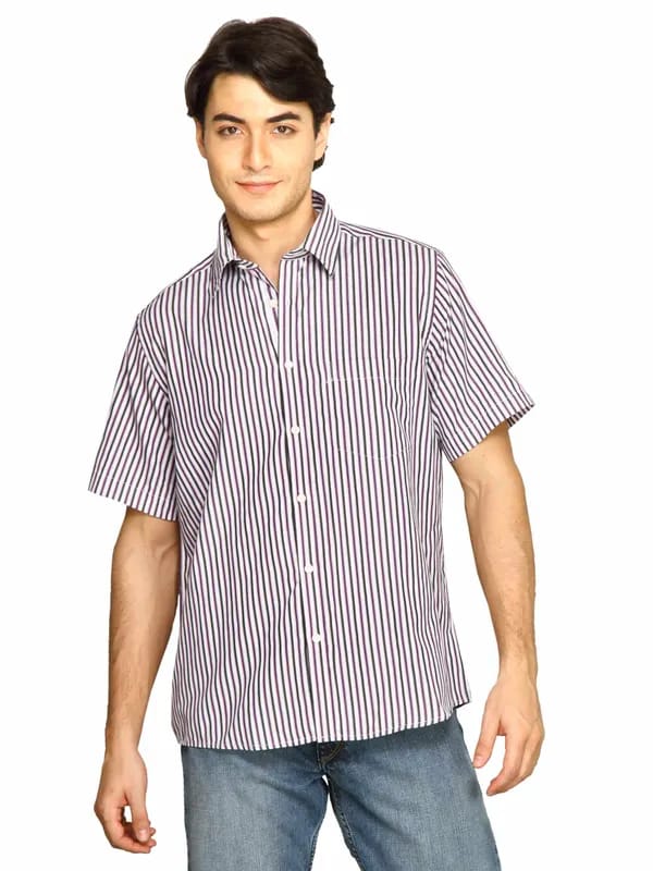 Indigo Nation Men Stripes Shirt Purple Shirts