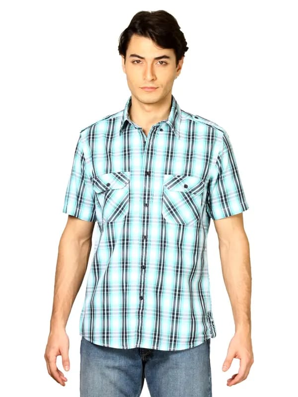 Indigo Nation Men Checks Blue Shirt