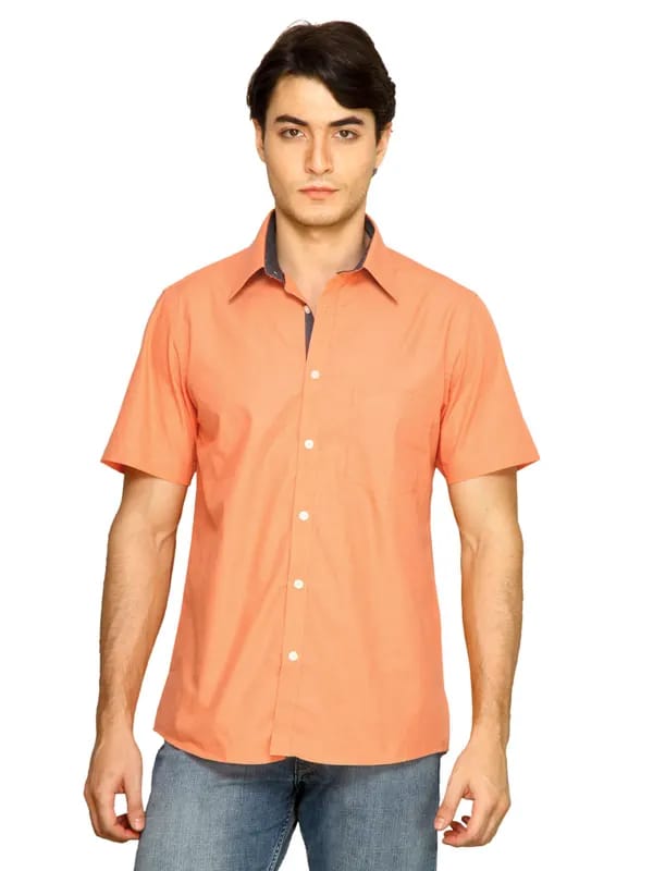 Indigo Nation Men Plain Orange Shirts