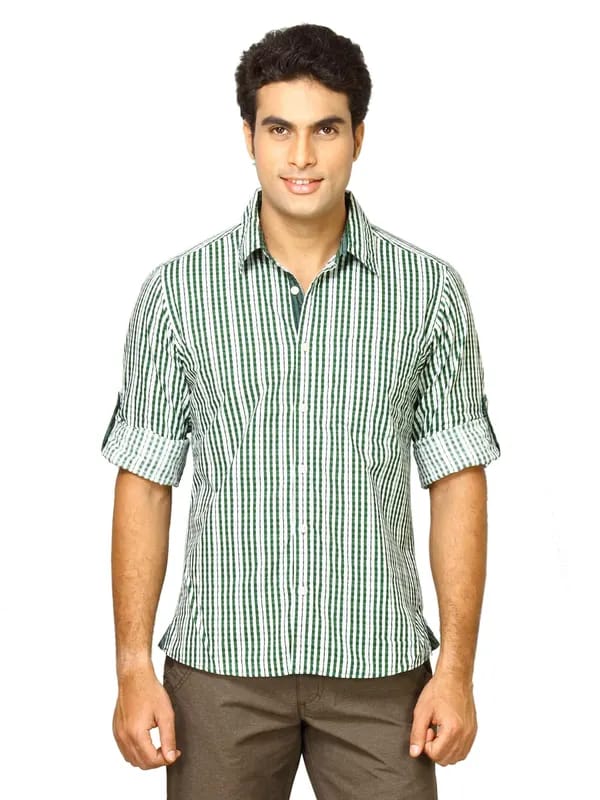 Indigo Nation Men Bwd Plaids Green Shirts