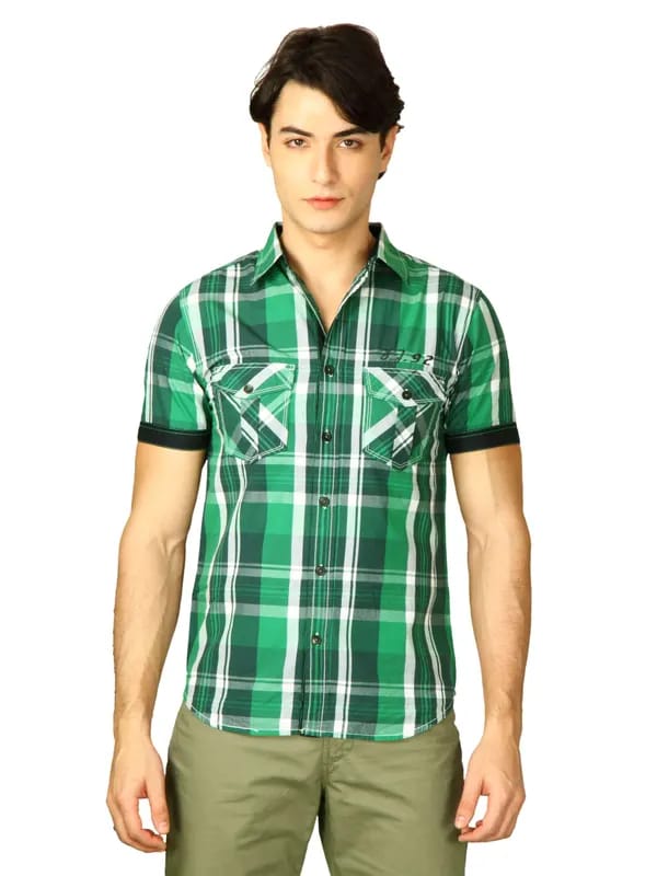 Spykar Men Ranger Green Bl Checks Green Shirts