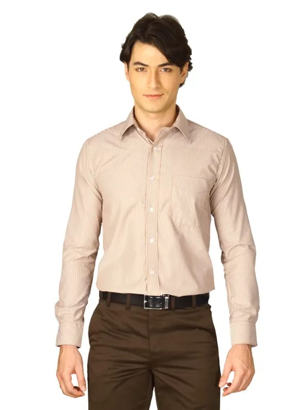 Mark Taylor Men Orange Striped Shirt