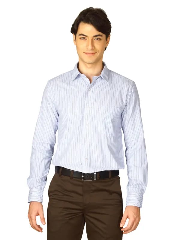 Mark Taylor Men White Striped Shirt