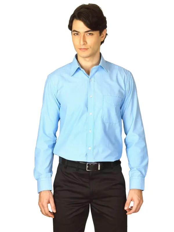 Mark Taylor Men Blue Striped Shirt