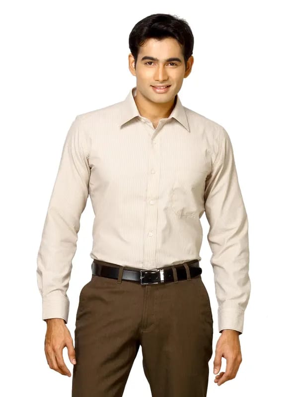 Mark Taylor Men White Striped Shirt