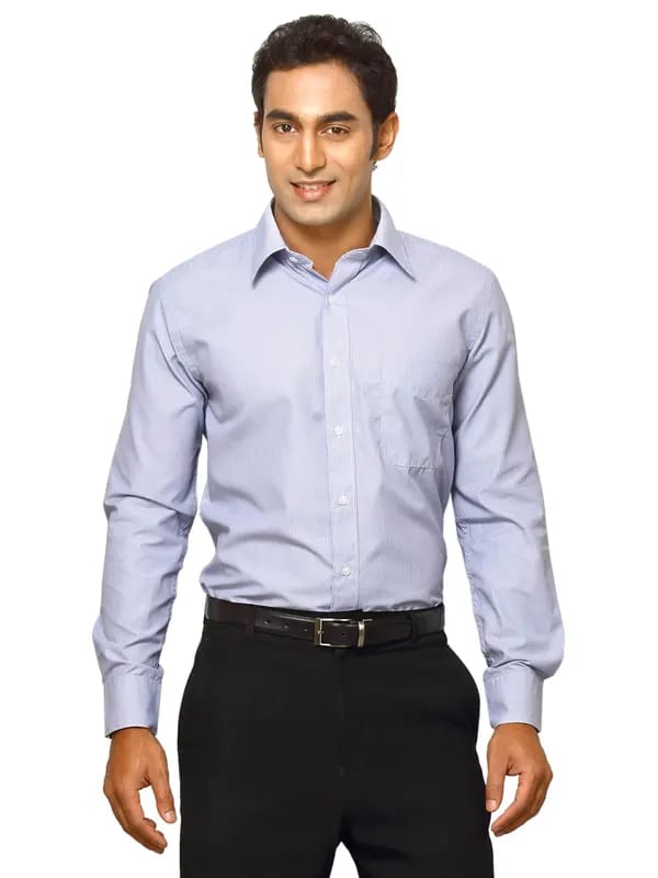 Mark Taylor Men Blue Striped Shirt