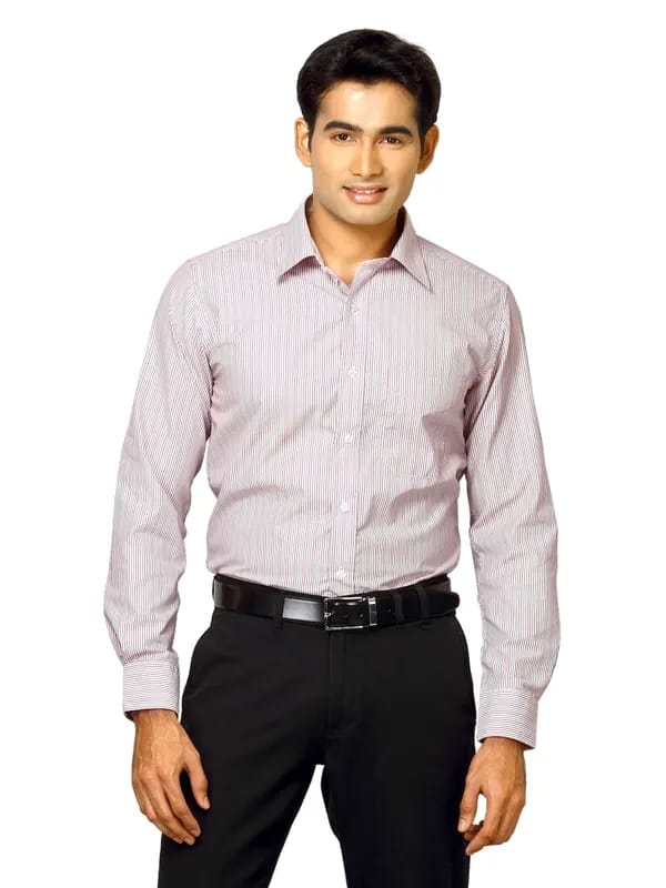 Mark Taylor Men White Striped Shirt