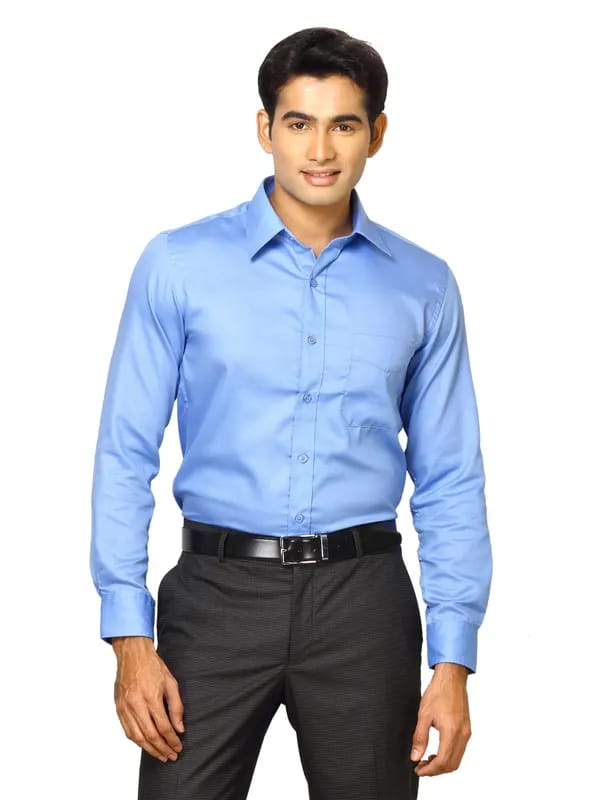 Mark Taylor Men Solid Blue Shirts