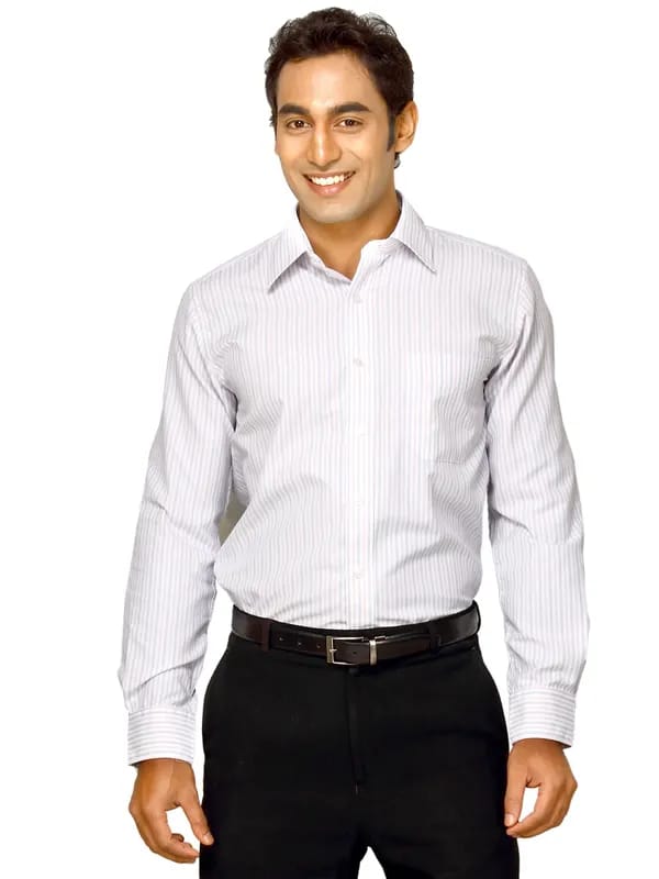 Mark Taylor Men Blue Striped Shirt