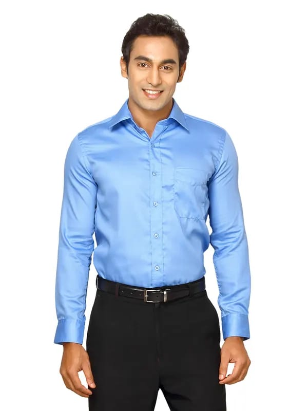 Mark Taylor Men Plain Blue Shirts