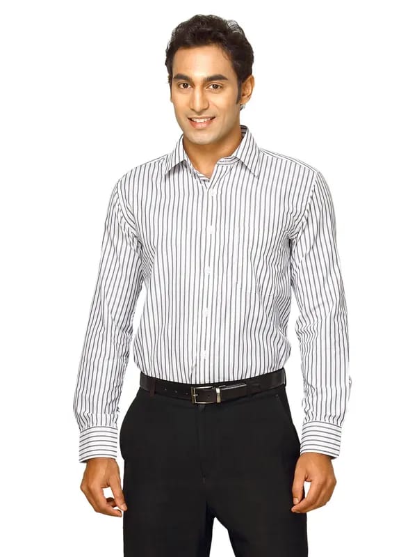 Mark Taylor Men Brown Striped Shirt