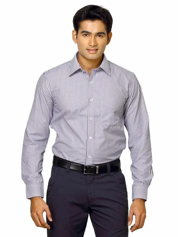 Mark Taylor Men Blue Striped Shirt