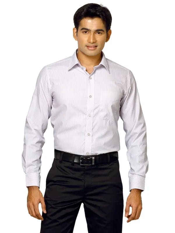 Mark Taylor Men Purple Striped Shirt