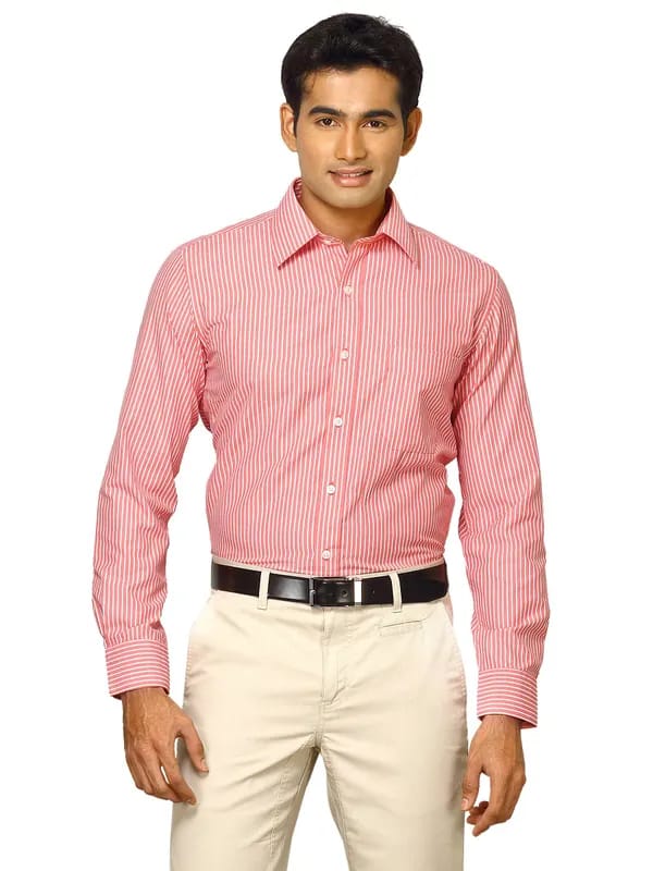Mark Taylor Men Red Striped Shirt