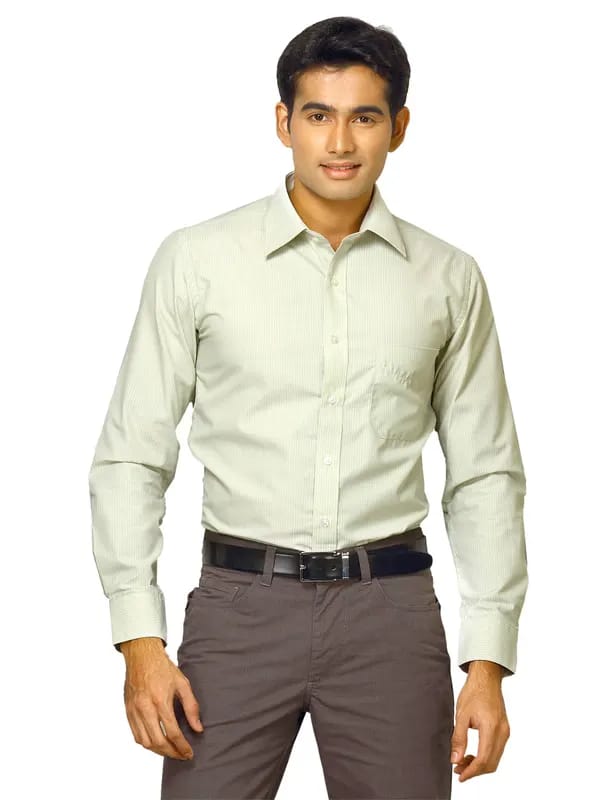 Mark Taylor Men Green Striped Shirt