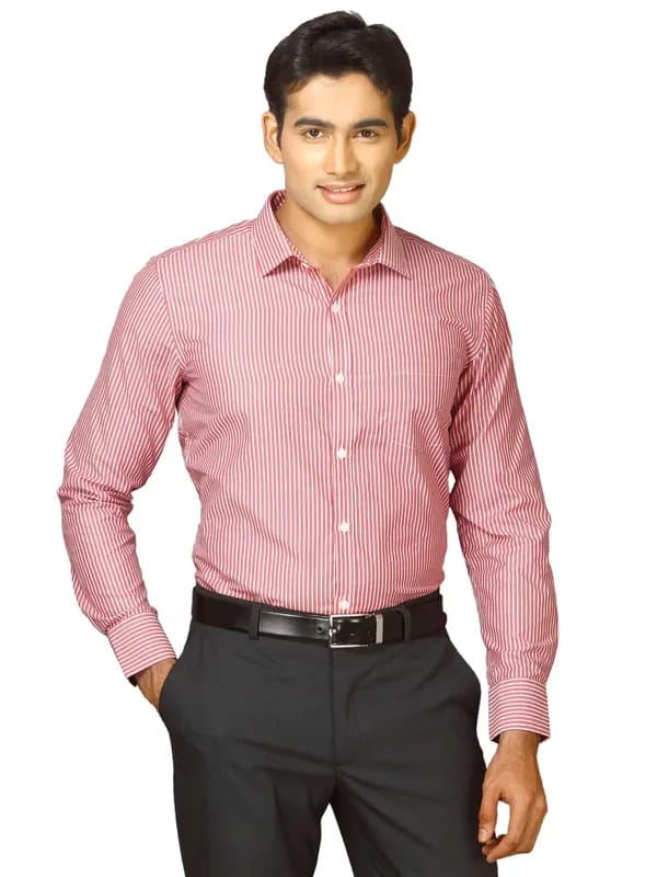 John Miller Men Red Striped Shirt