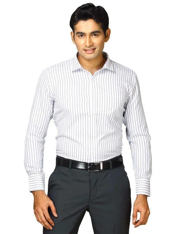 John Miller Men Stripes White Blend White Shirts