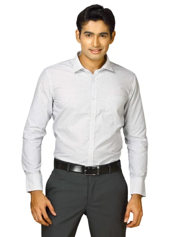 John Miller Men White Check Shirt