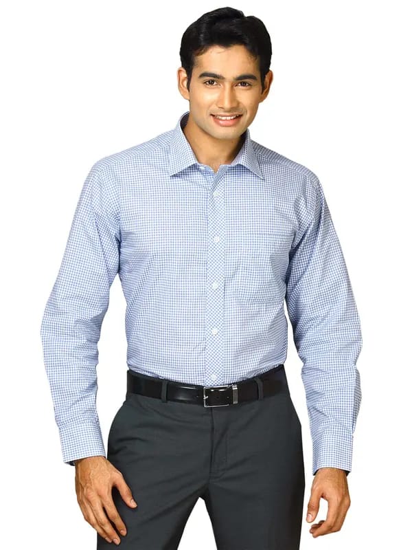John Miller Men Blue Check Shirt