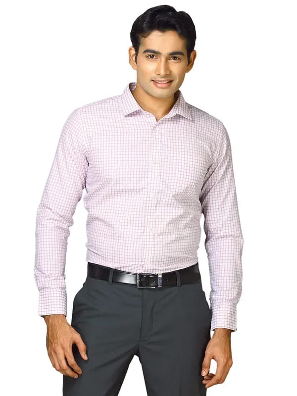John Miller Men Pink white black check Pink Shirts