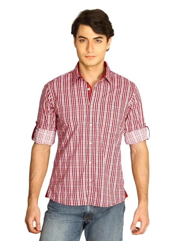 Indigo Nation Men Checks Red Shirts